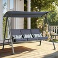 Chery  Industrial 3-Seat Patio Hammock Lounge Chair, Outdoor Adjustable Converting Canopy Swing Chair AOTOFSS86BKBL